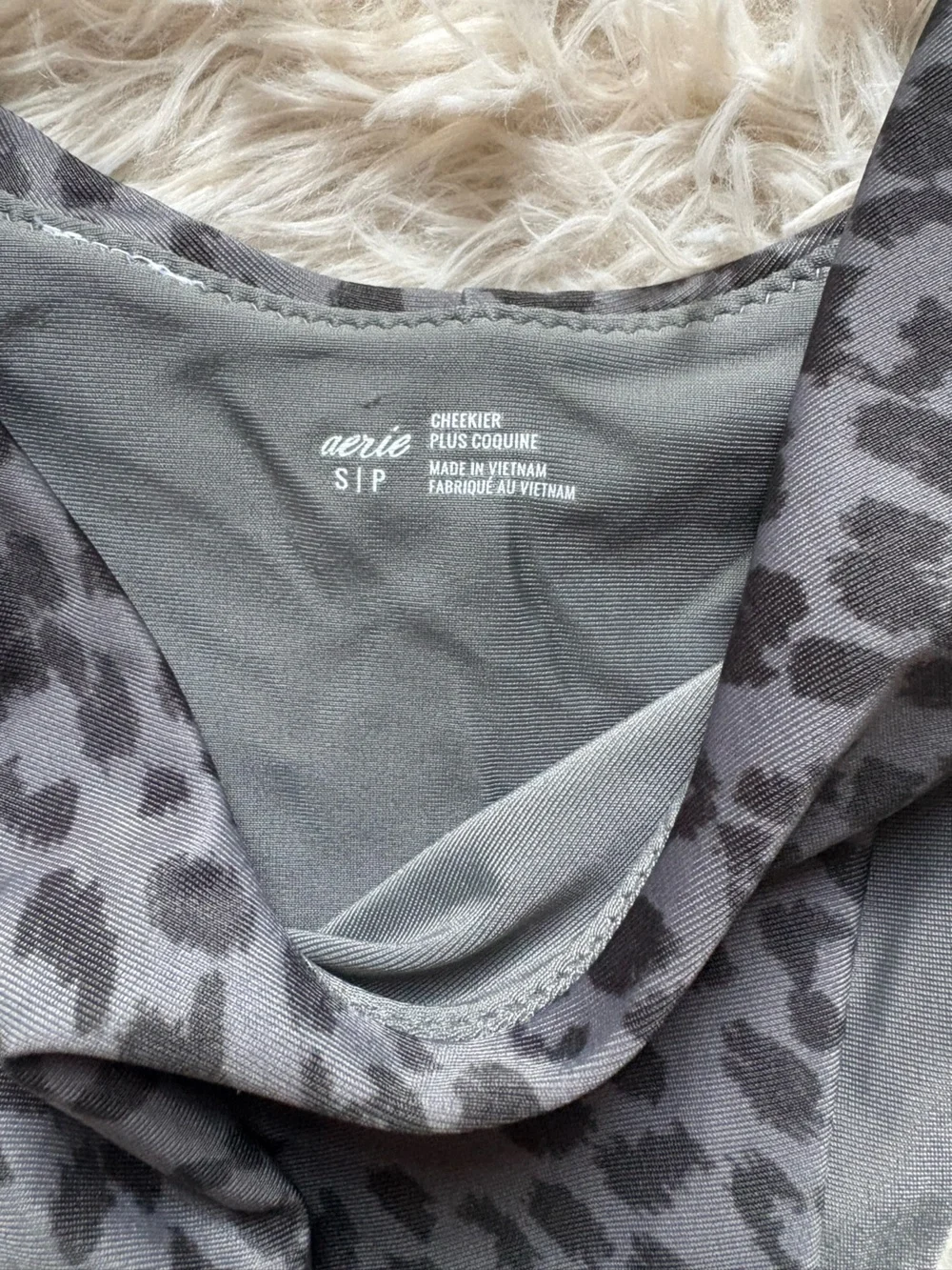 Aerie Grey Black Leopard Print Bikini Bottom